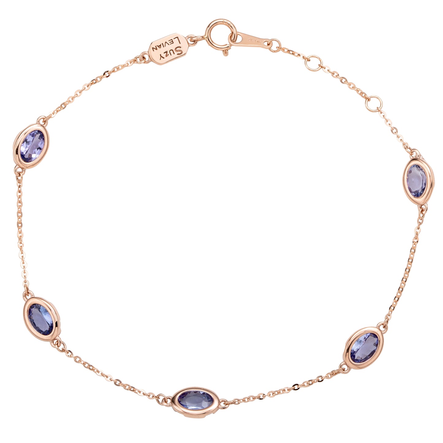Suzy Levian 14K Rose Gold 2.50 CTTW Oval Cut Tanzanite Station Bracelet
