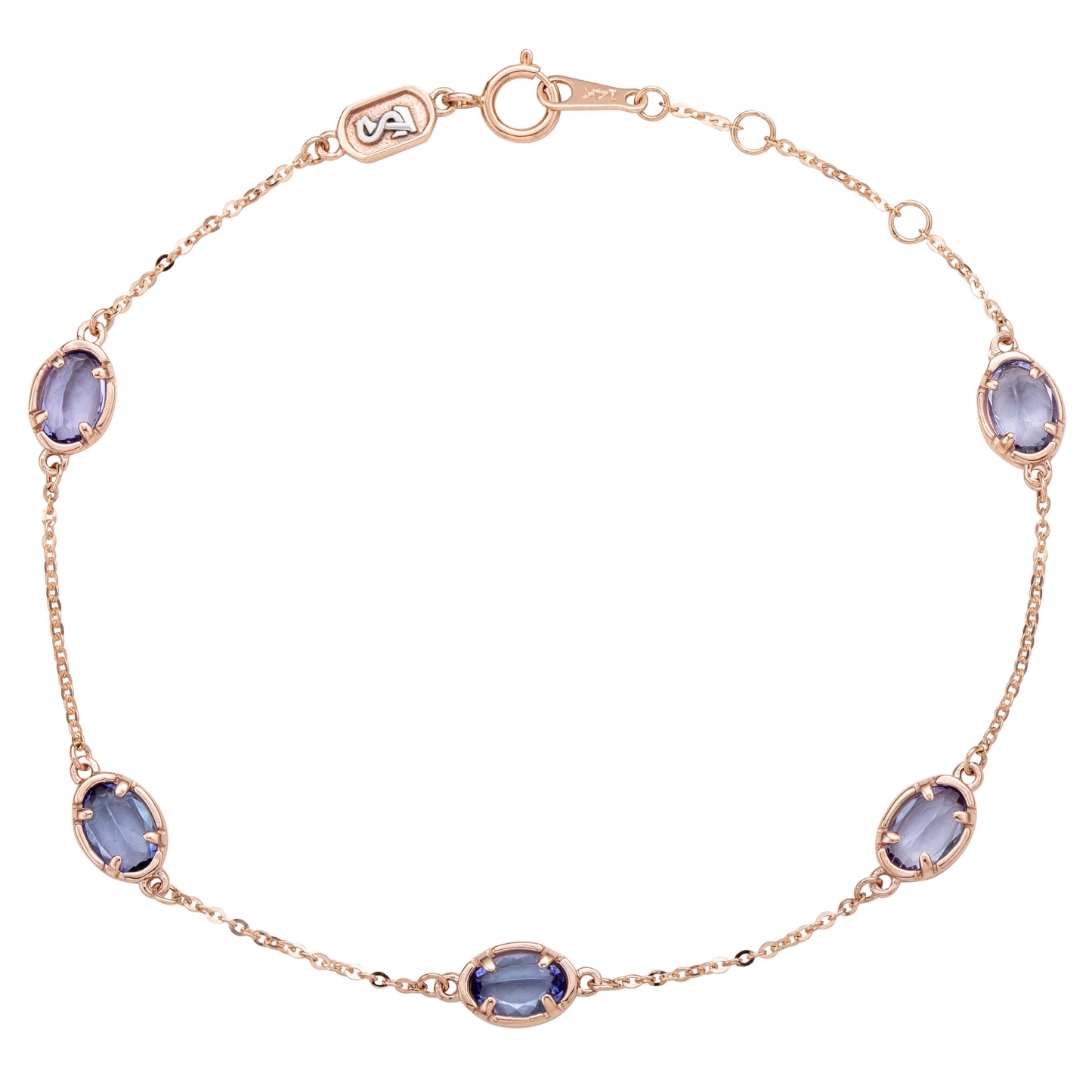 Suzy Levian 14K Rose Gold 2.50 CTTW Oval Cut Tanzanite Station Bracelet
