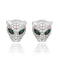 Suzy Levian White Sterling Silver Cubic Zirconia Panther Stud Earrings