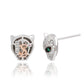 Suzy Levian White Sterling Silver Cubic Zirconia Panther Stud Earrings