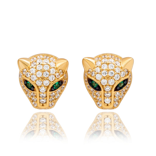 Suzy Levian Yellow Sterling Silver Cubic Zirconia Panther Stud Earrings