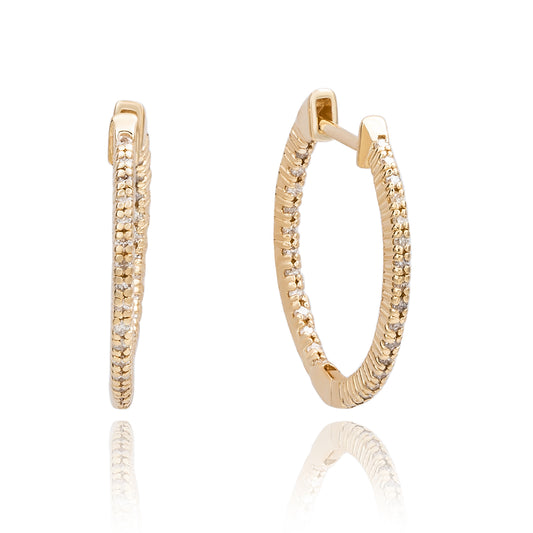 Suzy Levian 14K Yellow Gold 3/4cttw TDW Inside Out Diamond Huggie Earrings