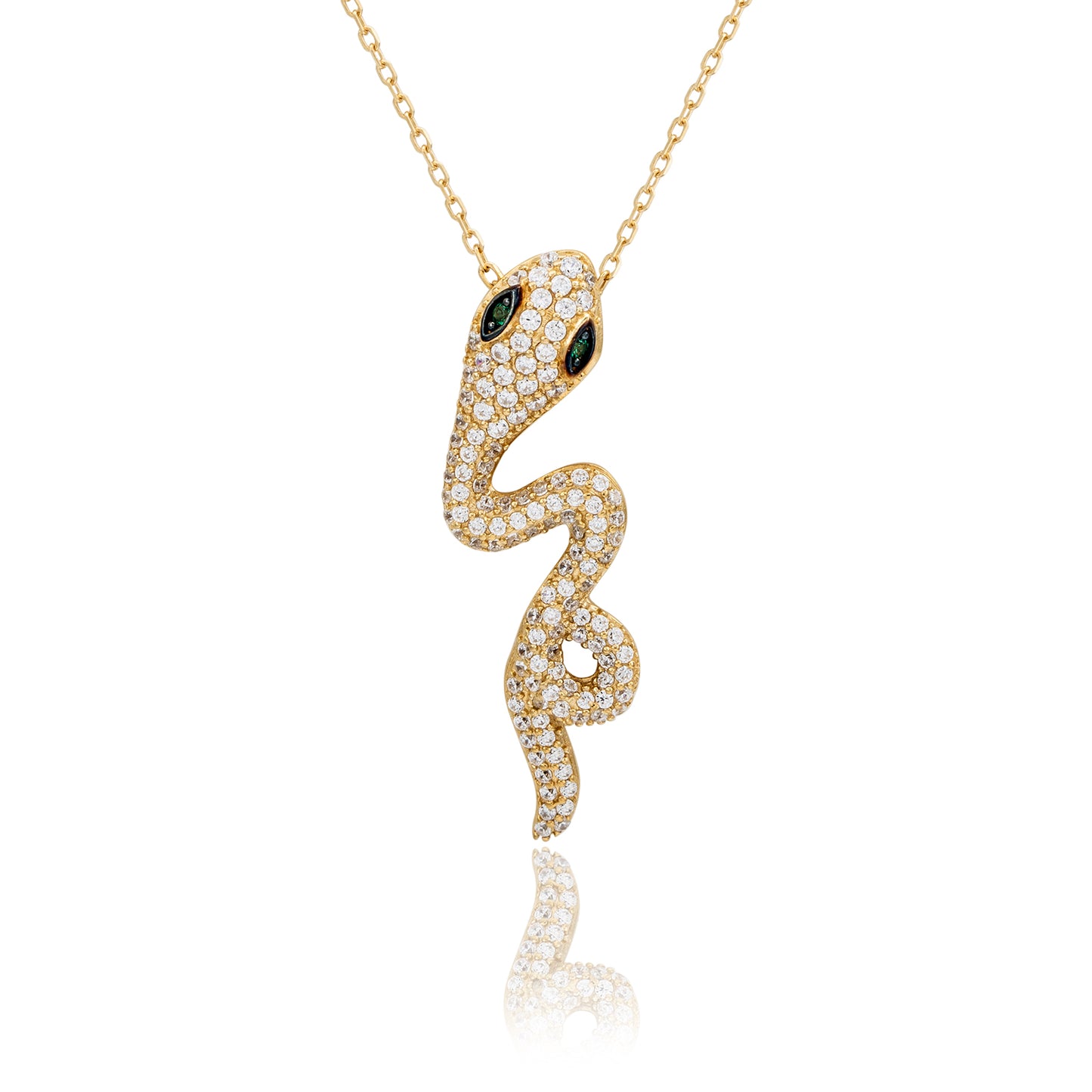 Suzy Levian Yellow Sterling Silver Cubic Zirconia Wild Snake Pendant