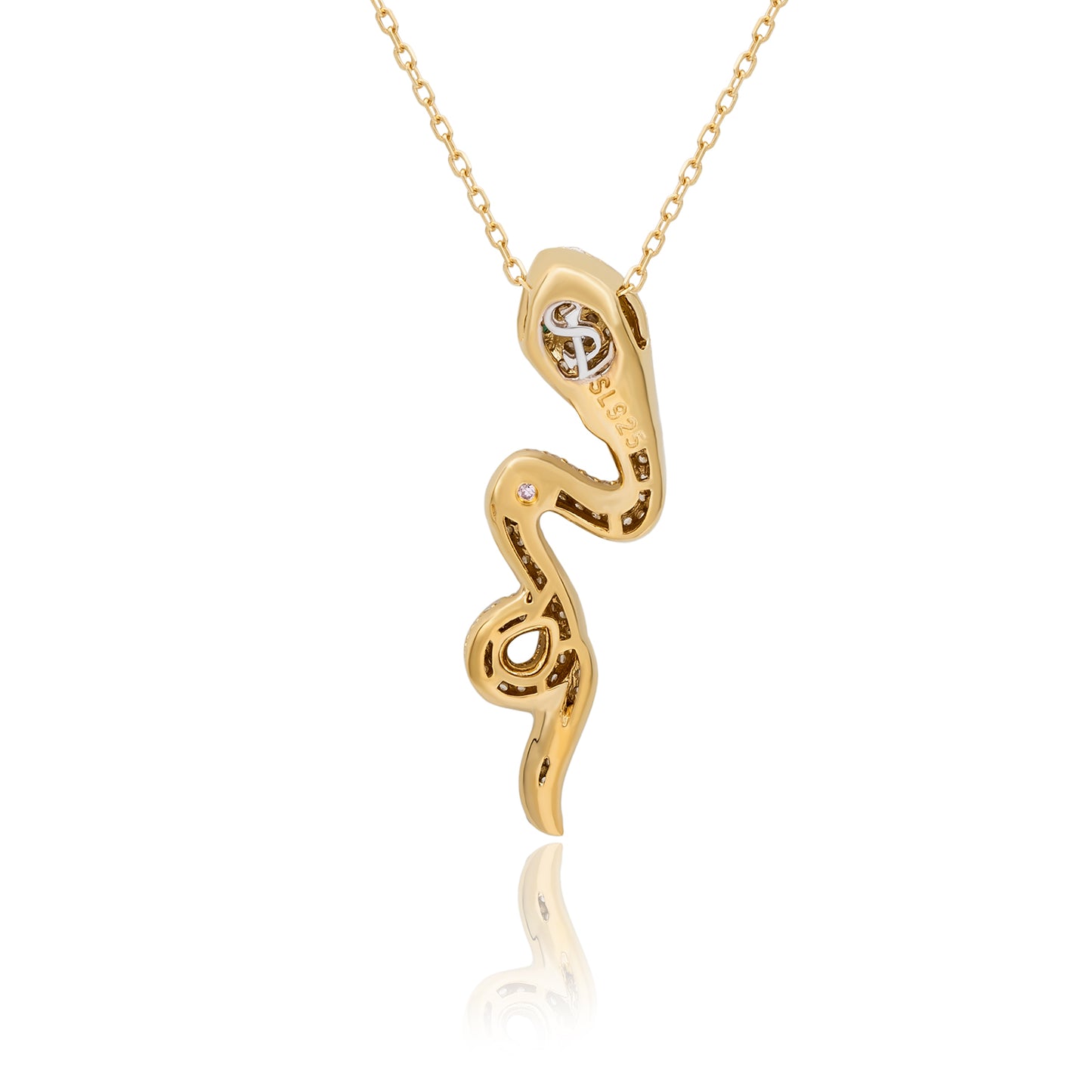 Suzy Levian Yellow Sterling Silver Cubic Zirconia Wild Snake Pendant