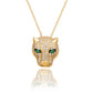 Suzy Levian Yellow Sterling Silver White Cubic Zirconia Panther Pendant Necklace