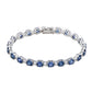 Suzy Levian Sterling Silver Round Cut Blue Sapphire and Created White Sapphire Tennis Bracelet