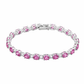 Suzy Levian Sterling Silver Round Cut Pink Sapphire and Created White Sapphire Tennis Bracelet
