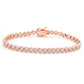 Suzy Levian Cubic Zirconia Rose Sterling Silver Bezel Hexagon Set 7 inch Tennis Bracelet