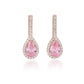 Suzy Levian Rose Sterling Silver Pear Shape Morganite Cubic Zirconia Drop Earrings