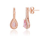 Suzy Levian Rose Sterling Silver Pear Shape Morganite Cubic Zirconia Drop Earrings