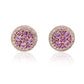 Suzy Levian Rose Sterling Silver Pink Cubic Zirconia Cluster Halo Studs