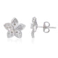 Suzy Levian Sterling Silver White Cubic Zirconia Flower Stud Earrings