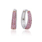 Suzy Levian Sterling Silver Pave Pink Sapphire Petite Huggie Hoop Earrings