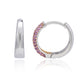 Suzy Levian Sterling Silver Pave Pink Sapphire Petite Huggie Hoop Earrings