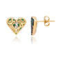 Suzy Levian Yellow Sterling Silver Green Cubic Zirconia Heart Earrings
