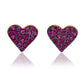 Suzy Levian Yellow Sterling Silver Red Cubic Zirconia Heart Earrings