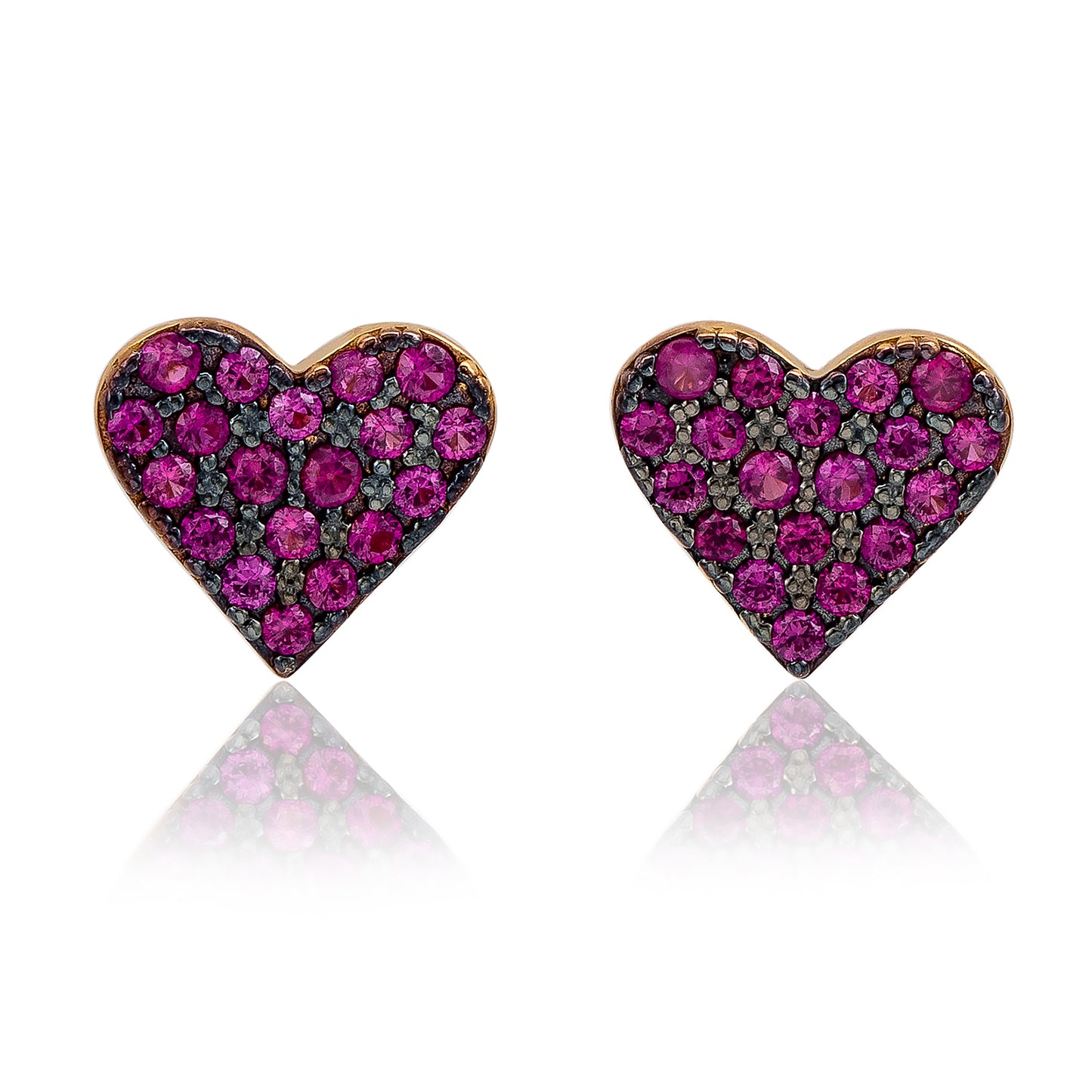 Suzy Levian Yellow Sterling Silver Red Cubic Zirconia Heart Earrings