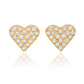 Suzy Levian Yellow Sterling Silver White Cubic Zirconia Heart Earrings
