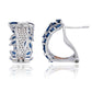 Suzy Levian Sterling Silver Blue White Cubic Zirconia Huggie Earrings
