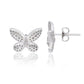 Suzy Levian Sterling Silver White Cubic Zirconia Pave Butterfly Earrings