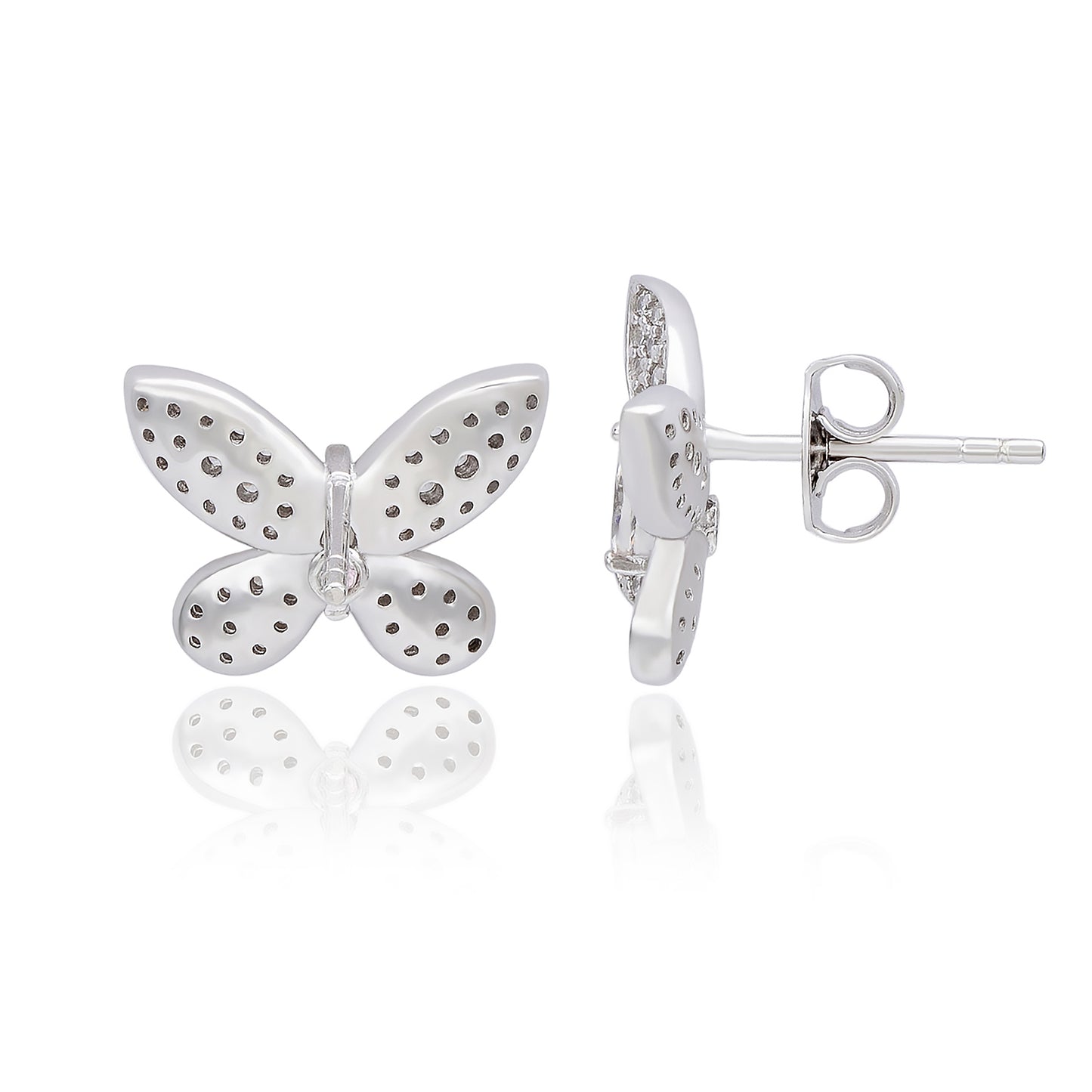 Suzy Levian Sterling Silver White Cubic Zirconia Pave Butterfly Earrings