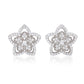 Suzy Levian Sterling Silver White Cubic Zirconia Pave Flower Stud Earrings