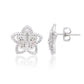 Suzy Levian Sterling Silver White Cubic Zirconia Pave Flower Stud Earrings