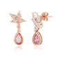Suzy Levian Sterling Silver Pink Pear Shape & White Cubic Zirconia Drop Earrings