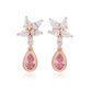 Suzy Levian Sterling Silver Pink Pear Shape & White Cubic Zirconia Drop Earrings