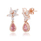 Suzy Levian Sterling Silver Pink Pear Shape & White Cubic Zirconia Drop Earrings