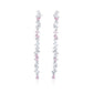 Suzy Levian Sterling Silver Pink & White Cubic Zirconia Cluster Long Dangle Earrings