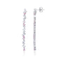Suzy Levian Sterling Silver Pink & White Cubic Zirconia Cluster Long Dangle Earrings