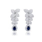 Suzy Levian Sterling Silver Blue and White Cubic Zirconia Pear Shapes Flower Drop Earrings