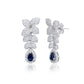 Suzy Levian Sterling Silver Blue and White Cubic Zirconia Pear Shapes Flower Drop Earrings