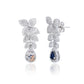 Suzy Levian Sterling Silver Blue and White Cubic Zirconia Pear Shapes Flower Drop Earrings