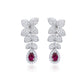 Suzy Levian Sterling Silver Red and White Cubic Zirconia Pear Shapes Flower Drop Earrings