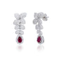 Suzy Levian Sterling Silver Red and White Cubic Zirconia Pear Shapes Flower Drop Earrings