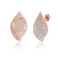 Suzy Levian Rose Sterling Silver White Cubic Zirconia Pave Petal Earrings
