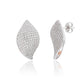 Suzy Levian White Sterling Silver White Cubic Zirconia Pave Petal Earrings