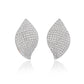 Suzy Levian White Sterling Silver White Cubic Zirconia Pave Petal Earrings