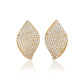 Suzy Levian Yellow Sterling Silver White Cubic Zirconia Pave Petal Earrings