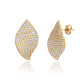 Suzy Levian Yellow Sterling Silver White Cubic Zirconia Pave Petal Earrings
