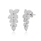 Suzy Levian Sterling Silver Cubic Zirconia Pave Floral Drop Dangle Earrings