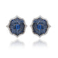 Suzy Levian Sterling Silver Blue Sapphire & Created White Sapphire Medallion Earrings