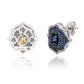 Suzy Levian Sterling Silver Blue Sapphire & Created White Sapphire Medallion Earrings