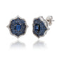 Suzy Levian Sterling Silver Blue Sapphire & Created White Sapphire Medallion Earrings