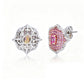 Suzy Levian Sterling Silver Pink Sapphire & Created White Sapphire Medallion Earrings