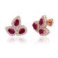 Suzy Levian Rose Sterling Silver Pear Shape Red & White Cubic Zirconia Earrings