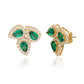 Suzy Levian Yellow Sterling Silver Pear Shape Green & White Cubic Zirconia Earrings