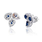 Suzy Levian Sterling Silver Pear Shape Blue & White Cubic Zirconia Earrings